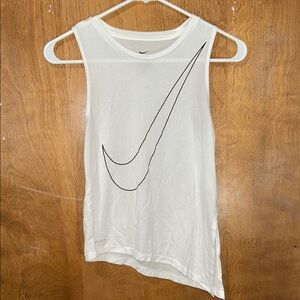 Nike White Asymmetrical Muscle Tee